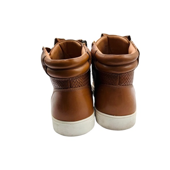 Steve Madden Dexxterr Cognac Leather High‎ Top Lace Up Zipper Sneakers 9 - Picture 5 of 7